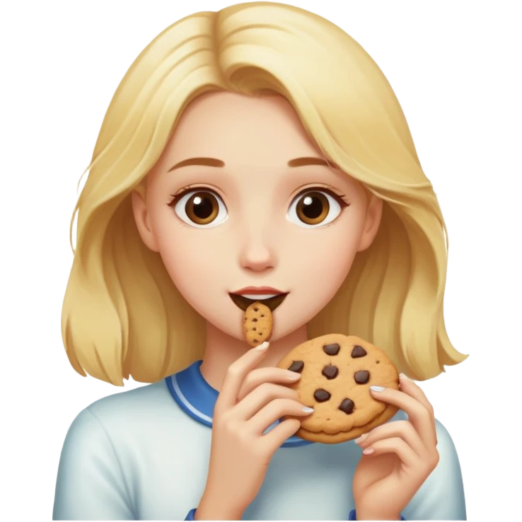 Blonde girl eating Cookies emoji