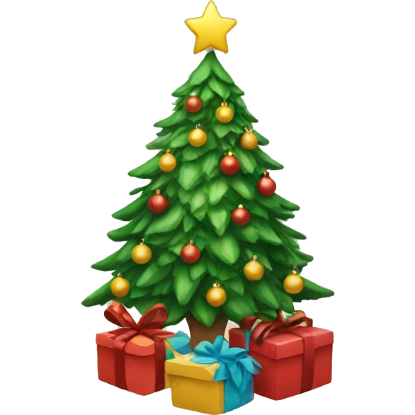a christmas tree opening gifts  emoji