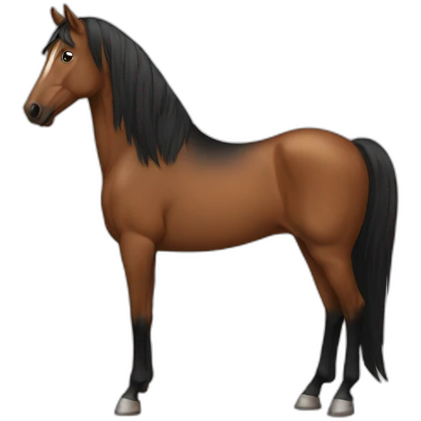 Brown horse from the front with black hairs emoji