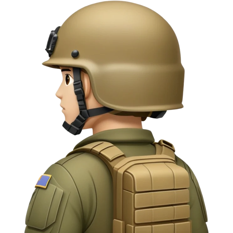 rear view of army soldier wearing combat helmet emoji