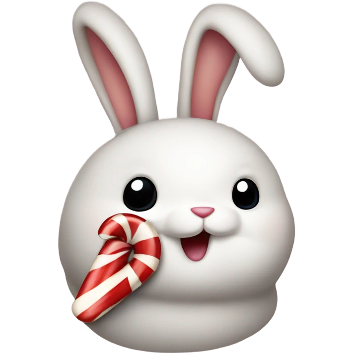 bunny rabbit holding the ok sign and brandishing a crimson and cream candy cane  emoji