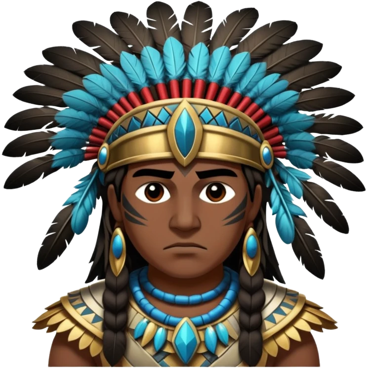 Toltec warrior with feathered headdress and obsidian blade emoji