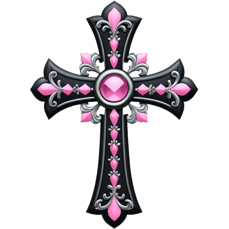 black pink goth cross , no woman emoji
