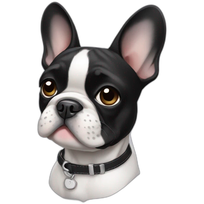 Black and white Frenchie emoji