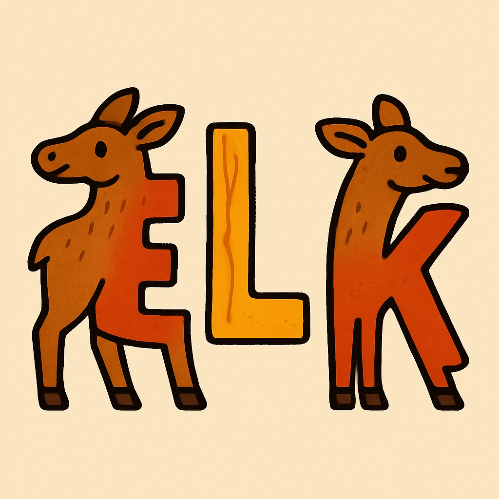 Remove all antlers and recolor the letters to a bold red. Maintain the playful, creative style of the original image. emoji