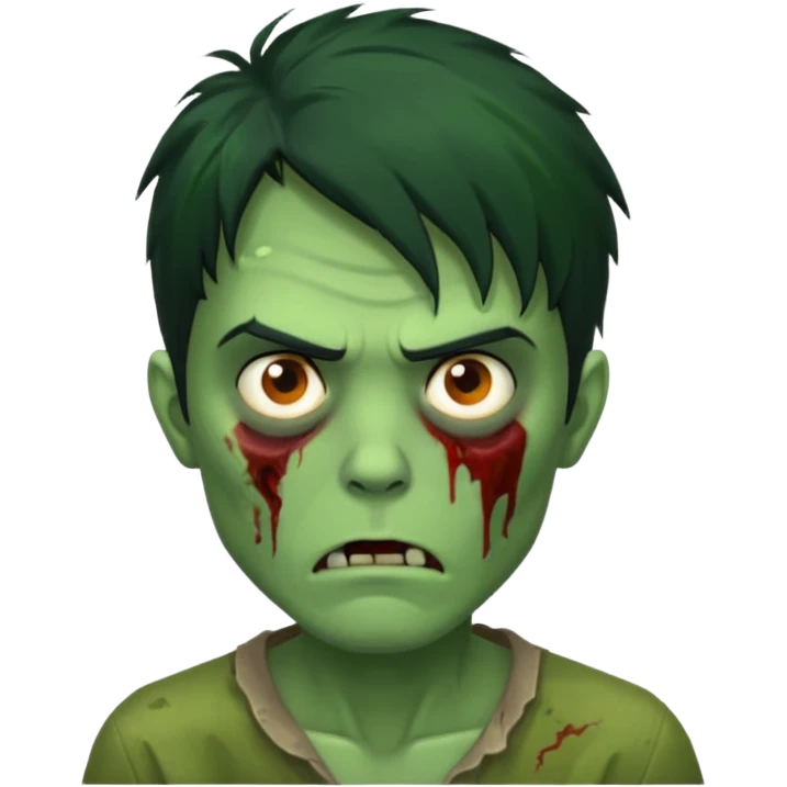 crie um emoji de zumbi homen de cabelo preto grande de emo bagunçado assim🧟 emoji