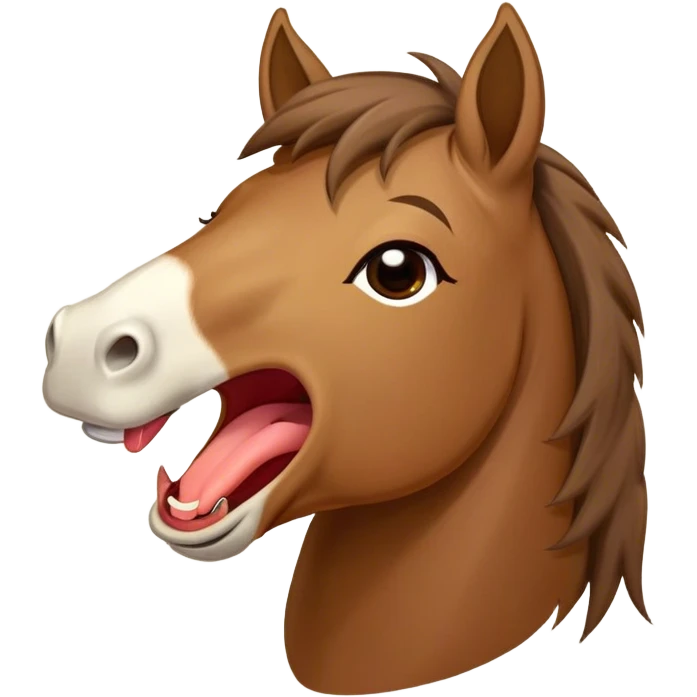 Cinematic Cute Yawning Brown Welsh Pony Portrait Emoji, Head tilted slightly with a dramatic, wide-open yawn, showcasing a sturdy, brown-colored form with softly drooping ears and sleepy, half-closed eyes, Simplified yet irresistibly adorable features, highly detailed, glowing with a soft, cozy earthy glow, high shine, relaxed yet expressive, stylized with a dash of rustic charm, soft glowing outline, capturing the essence of a drowsy yet affectionate brown Welsh pony that appears ready to stretch and yawn its way off the screen! emoji