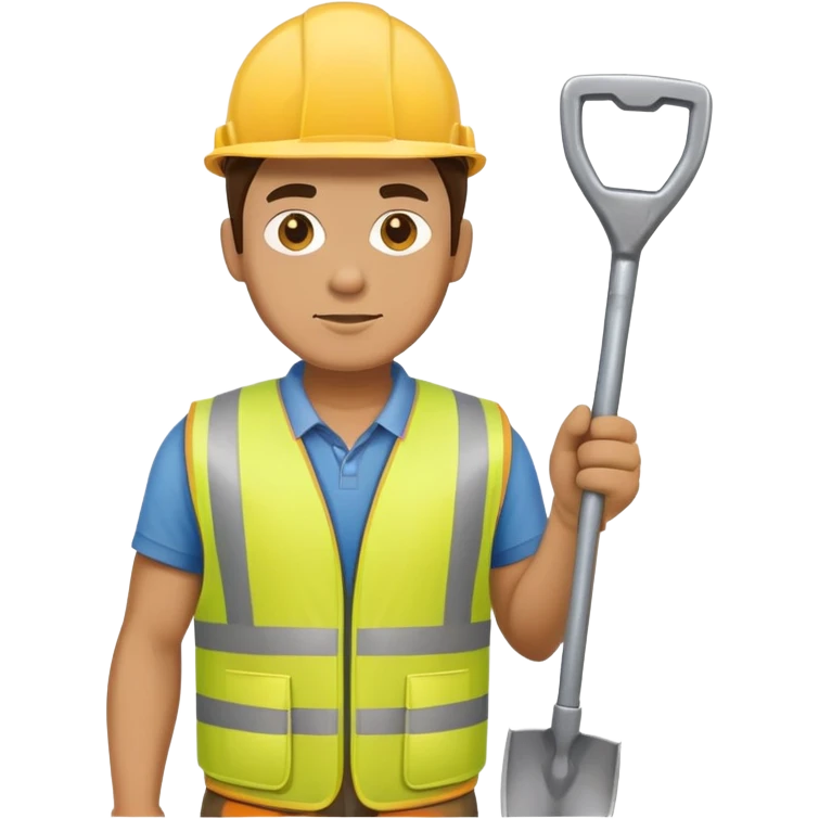 man digging with a shovel, wearing a yellow vest emoji