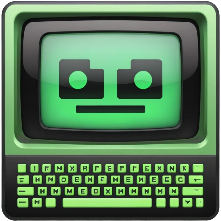 mac os icon code computer retro terminal, black and green emoji