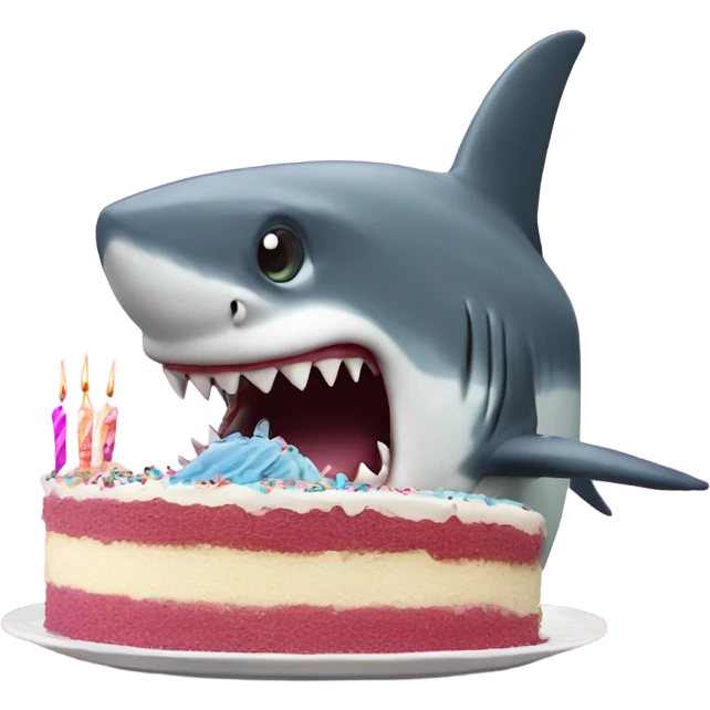 Shark eating a birthday cake emoji