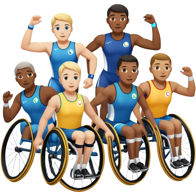 paralympic games with disable athletes with the olympic rings emoji