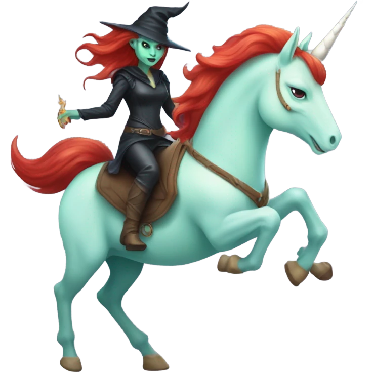 [politically incorrect, shield(
	{ female, alien, witch, color: light green, hair:red, eyes:cat} ]
	on a 
	[{ unicorn: white, legged:four, mane: light blue }]) emoji