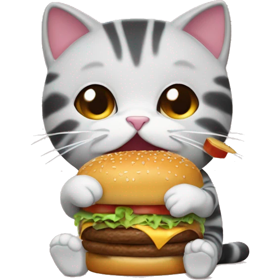 gatito comiendo hamburguesa emoji