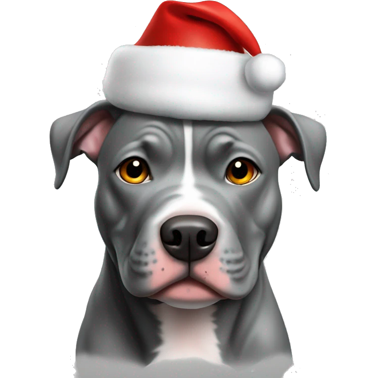 All Grey Pitbull with Santa Hat emoji