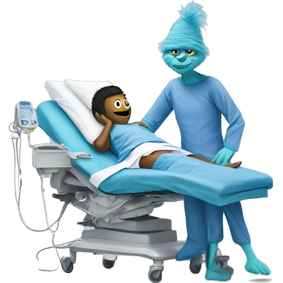 blue grinch getting knee surgery emoji