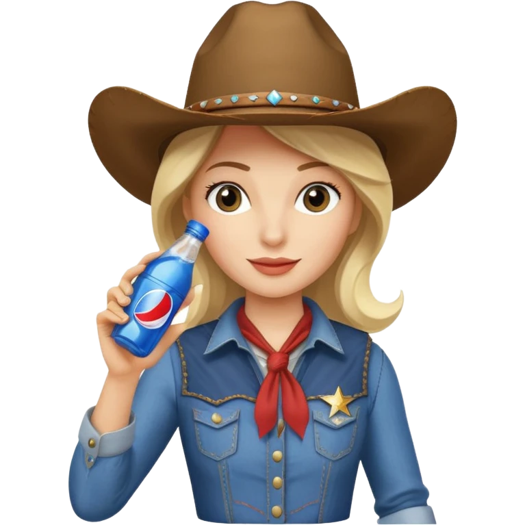 cowgirl tipping hat with Pepsi bottle emoji