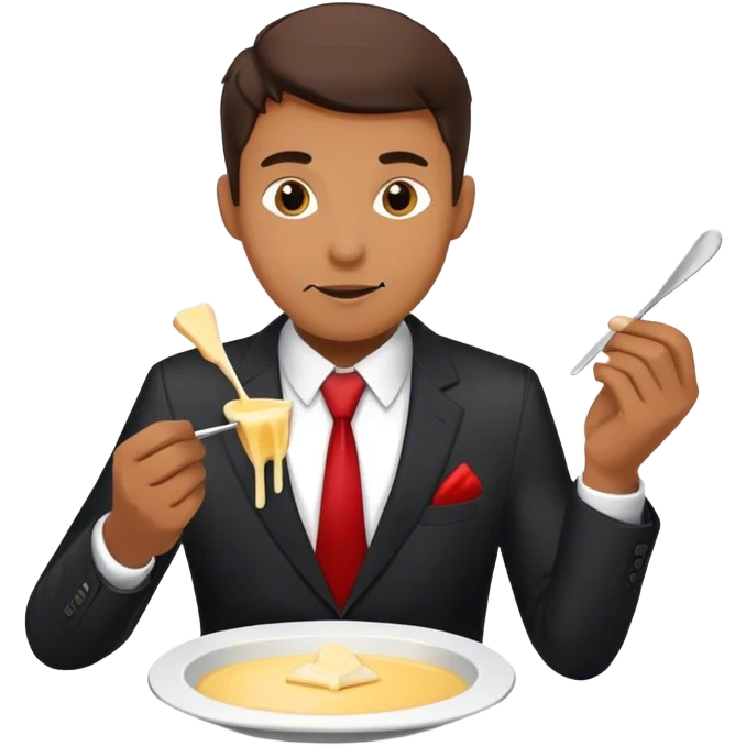 Man in suit eating Fondue emoji