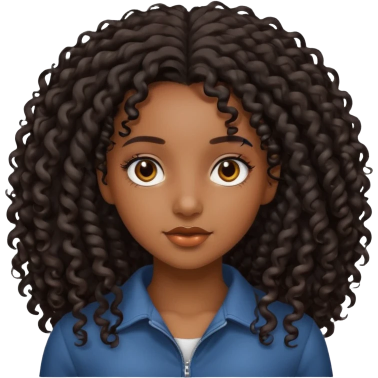 Black girl with long curly hair emoji