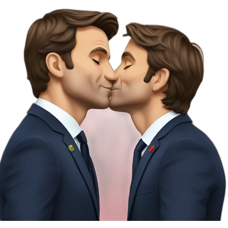 Emmanuel Macron kissing Justin Trudeau emoji