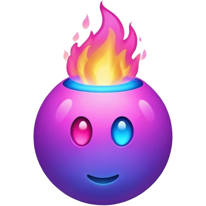 purple pink blue ball with purple fire emoji