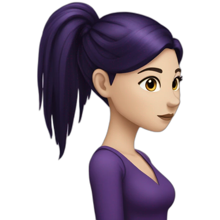 White girl with long straight black and purple hair Raven Queen emoji