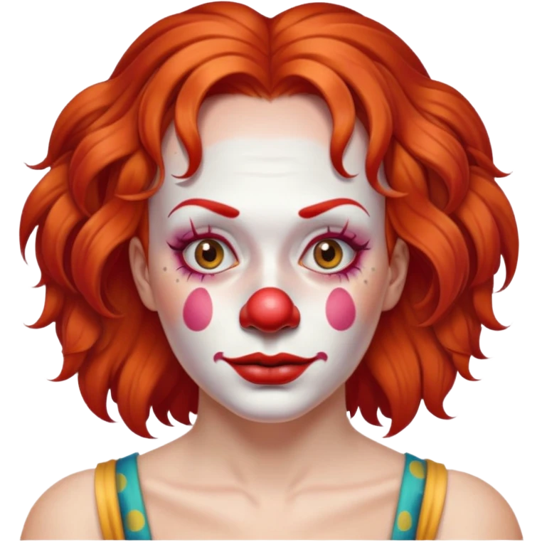 Red haired clown woman with freckles and without bra emoji