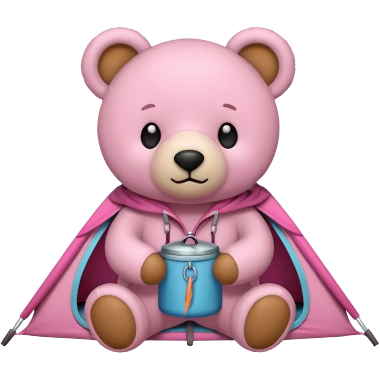  Teddy bear camping pink emoji