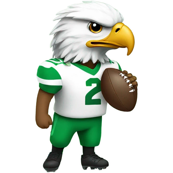 Eagle playing football in Kelly green uniform emoji