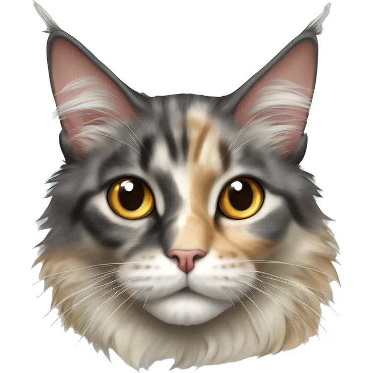 Maine coon dilute Calico half face colored  emoji