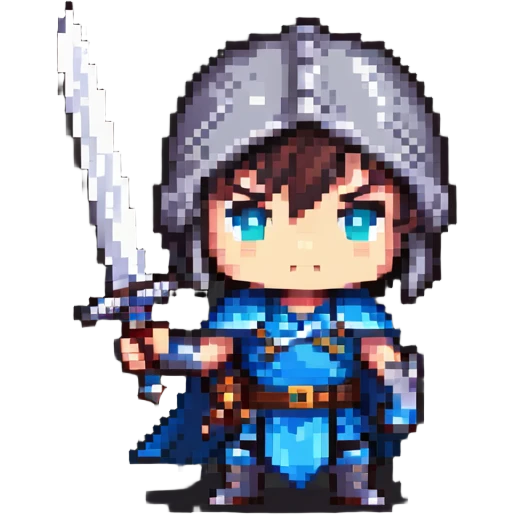 chibi hero protagonist character with sword emoji