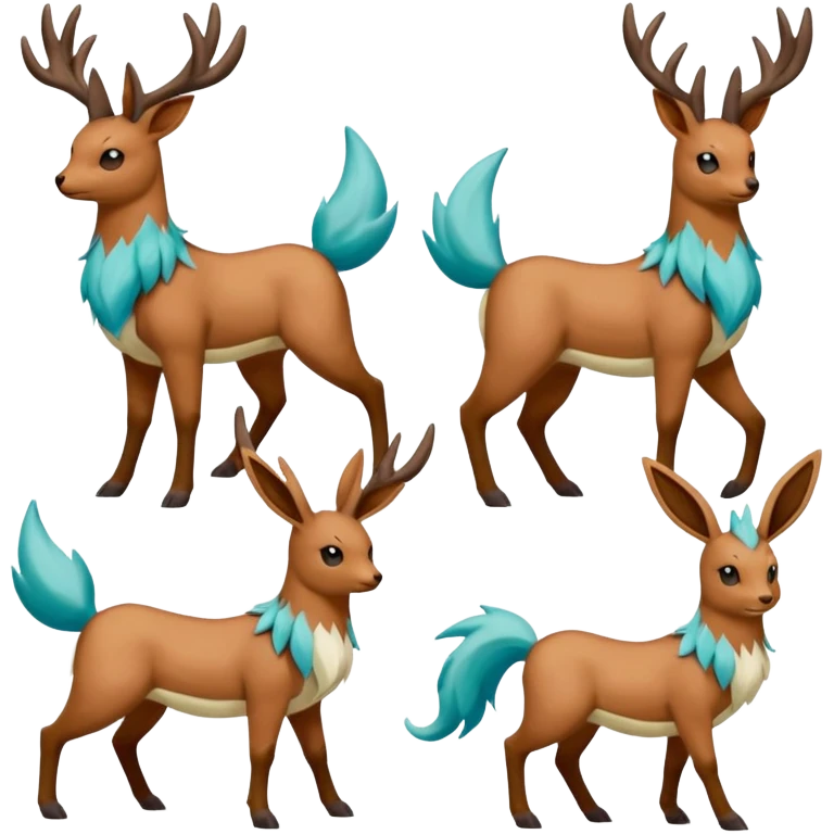 Stantler-Glaceon-Skiddo-Mudbray-Amaura-Flareon-Virizion-fusion-Pokémon-monster (full body) emoji