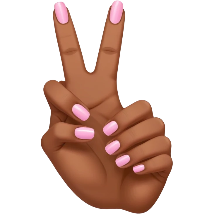 Medium brown skin hand thumbs up with light pink painted fingernail polish  emoji