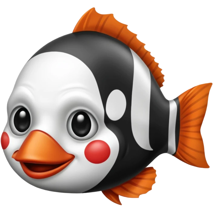Poisson clown noir et blanc emoji