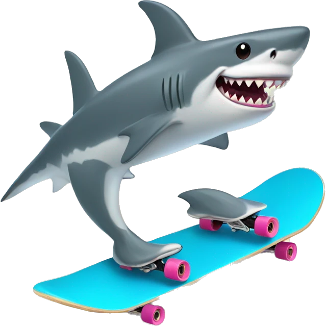 Shark riding a skateboard  emoji