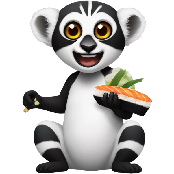 a lemur eating sushi emoji