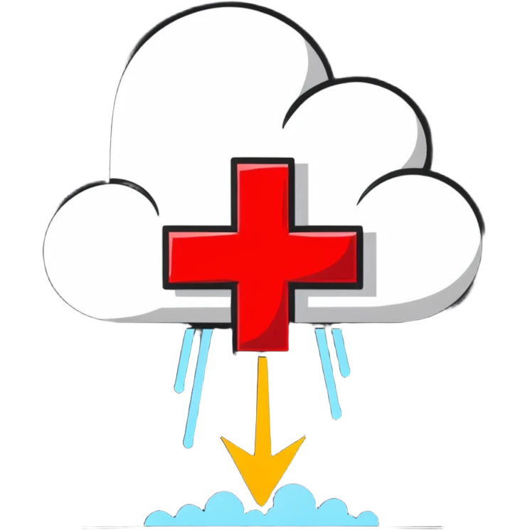 Red Cross fighting against dark negativity cloud emoji