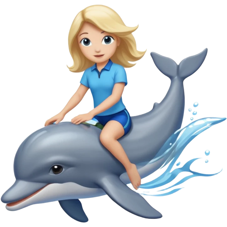 Claire riding a dolphin  emoji