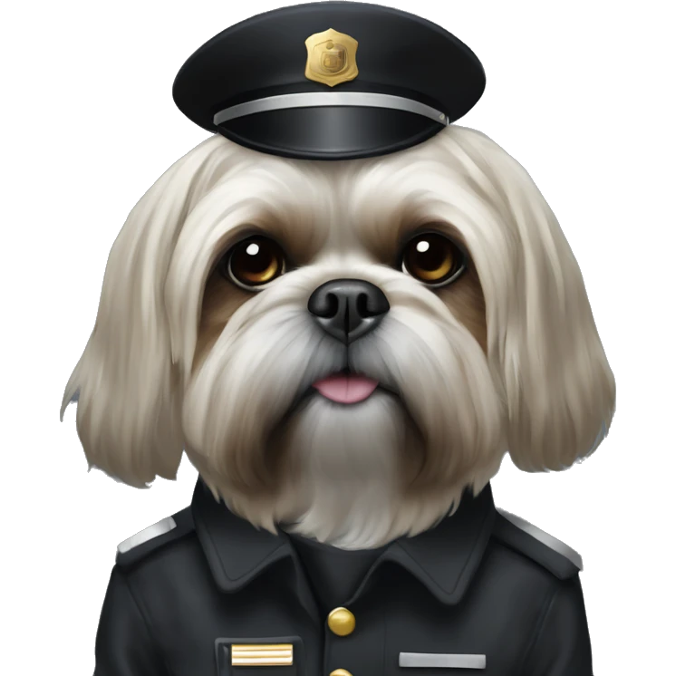 All black shih tzu in security uniform emoji
