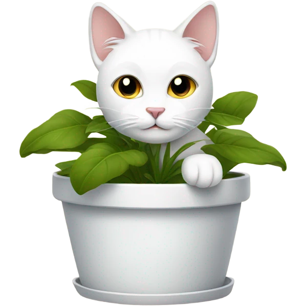 white cat in flower pot emoji