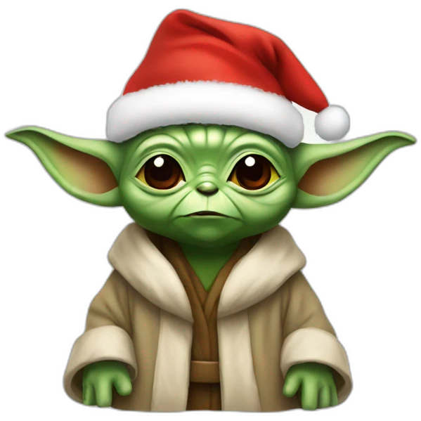 Yoda wearing a Christmas hat  emoji