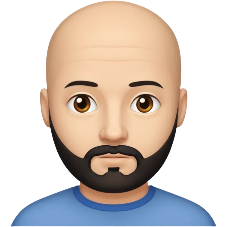 homem banco calvo e com barba rala preta emoji
