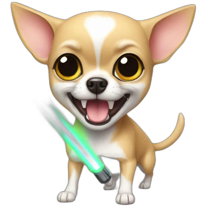 chihuahua fighting with lightsabber emoji