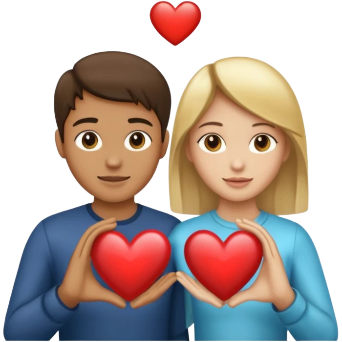 Two people holding half a heart up emoji