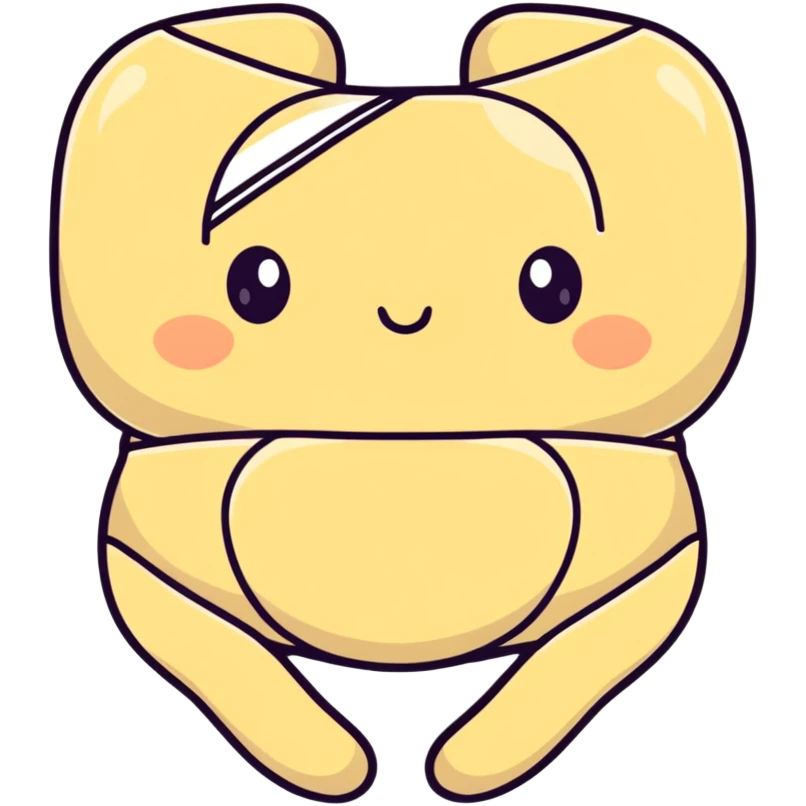 A cute cartoon stomach being repaired with a bandage and healing emoji