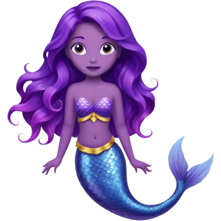 Purple tail mermaid with fish pet emoji