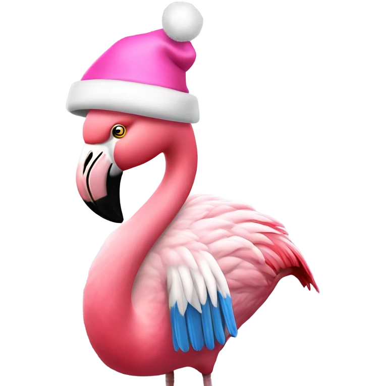 Pink flamingo wearing Brighton and hove Albion shirt and a Santa hat emoji