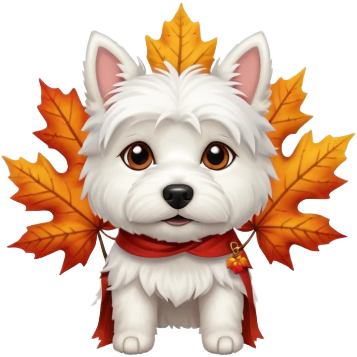 West Highland White Terrier with a maple leaf emoji