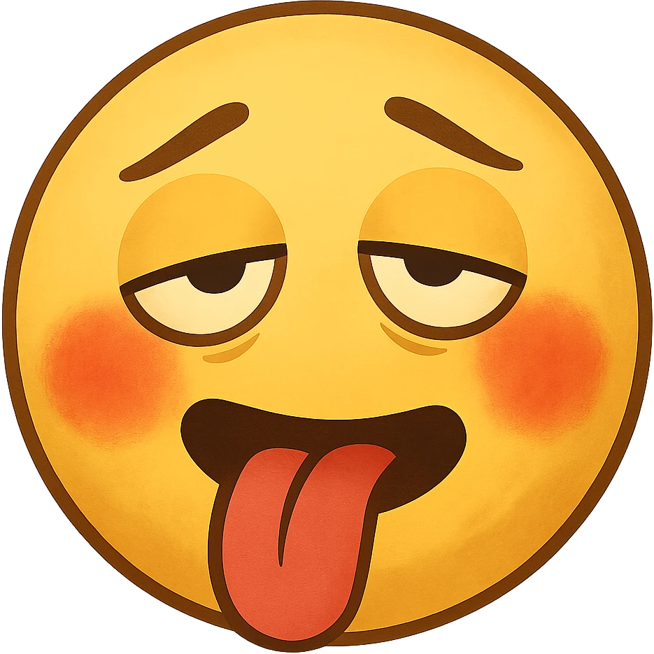 yellow face with tongue out, flushed cheeks,  drunk, remove background emoji