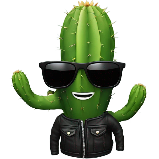Cool cactus with sunglasses and black Leather jacket  emoji