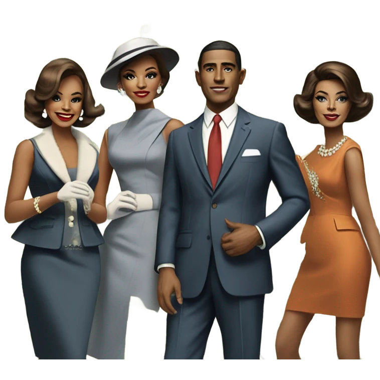 1960s ratpack with ladies and money emoji